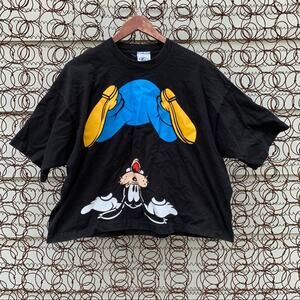 Vintage Disney Mickey and Company upside down Goofy black crop T-shirt 2X